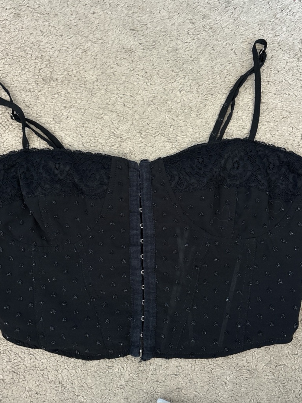Black Lace Bustier Crop Top